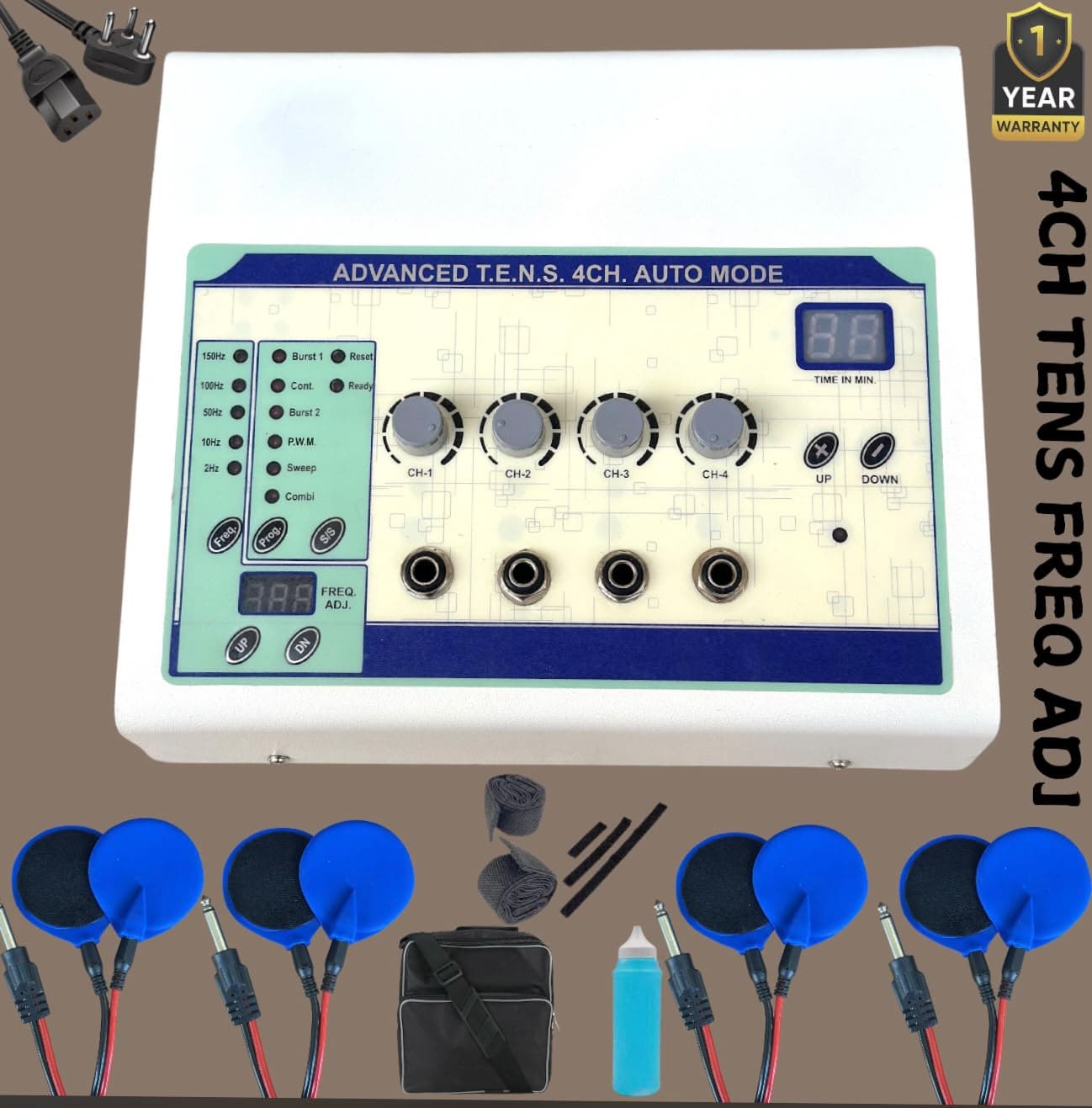 Advanced T.E.N.S. 4CH. Auto Mode (Digital Frequency Adjust Electrotherapy Unit
