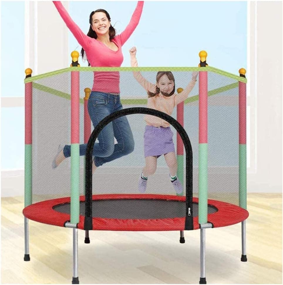 Premium 55-Inch Kids Indoor Mini Trampoline with 360° Safety Enclosure Net & Zipper Door – Ideal for Pediatric Therapy & Fitness