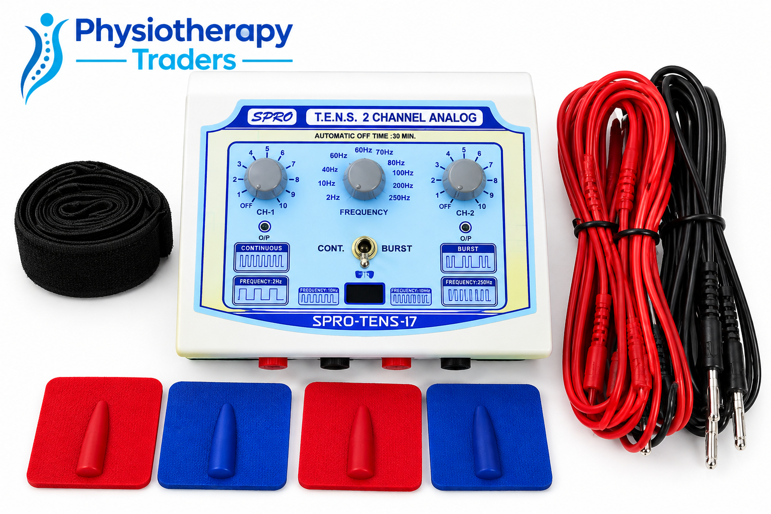 SPRO-TENS-17 Portable Physiotherapy TENS Unit with Continuous & Burst Modes view 1