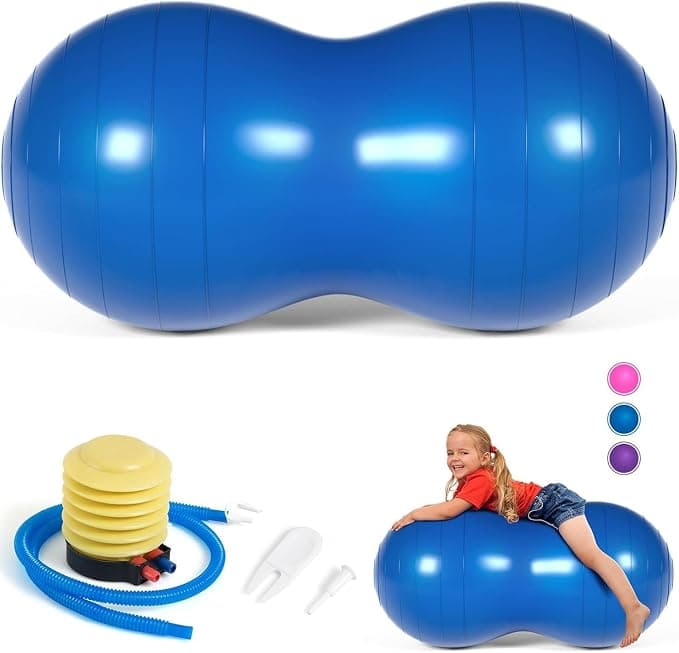 Premium Anti-Burst Peanut Exercise Ball with Foot Pump – Ergonomic Therapy & Birthing Ball for Kids, Adults, and Physiotherapy