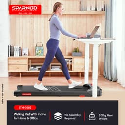 Sparnod Fitness STH-3002 Home Use Walking Pad & Treadmill Compact Ultra-Slim , Ready to Use , Shock Absorption, , LED Display , 100 Kg Capacity view 2