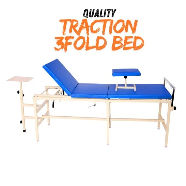 New Traction 3 Fold Bed for Traction Machine Physiotherapy Equipment Cervical and Back Pain Traction Usage Pain Relief Device Color – Blue, Size – Standard, Weight – 34kg