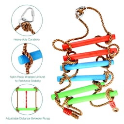 Kids 6-Rung Climbing Rope Ladder with Colorful Wooden/Plastic Dowels view 2